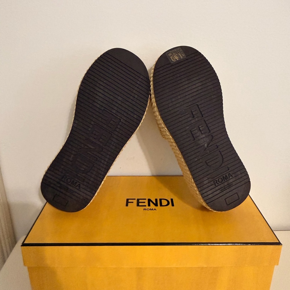 NWB FENDI Raffia FF Sunshine Platform Slide Sandals - Picture 7 of 14